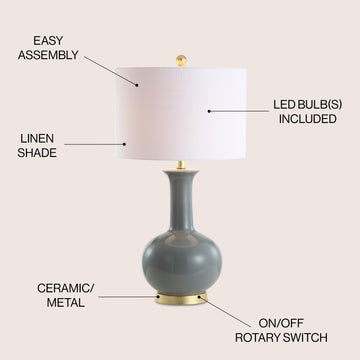 Brussels 27" Ceramic/Metal LED Table Lamp - JONATHAN Y